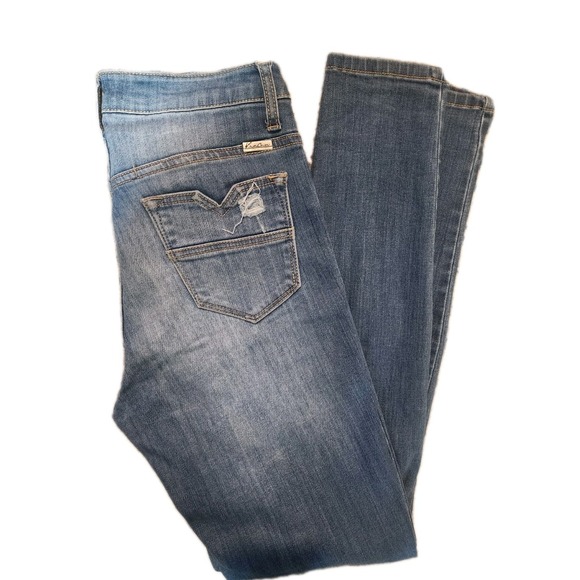 kancan 7 Waist 27 Inseam womens slim straight leg jeans Distressed - Picture 1 of 6